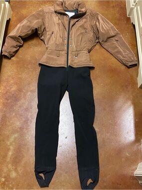 NILS Resort Collection Tan and Black One Piece Ski Suit Winter Skiwear Size 10
